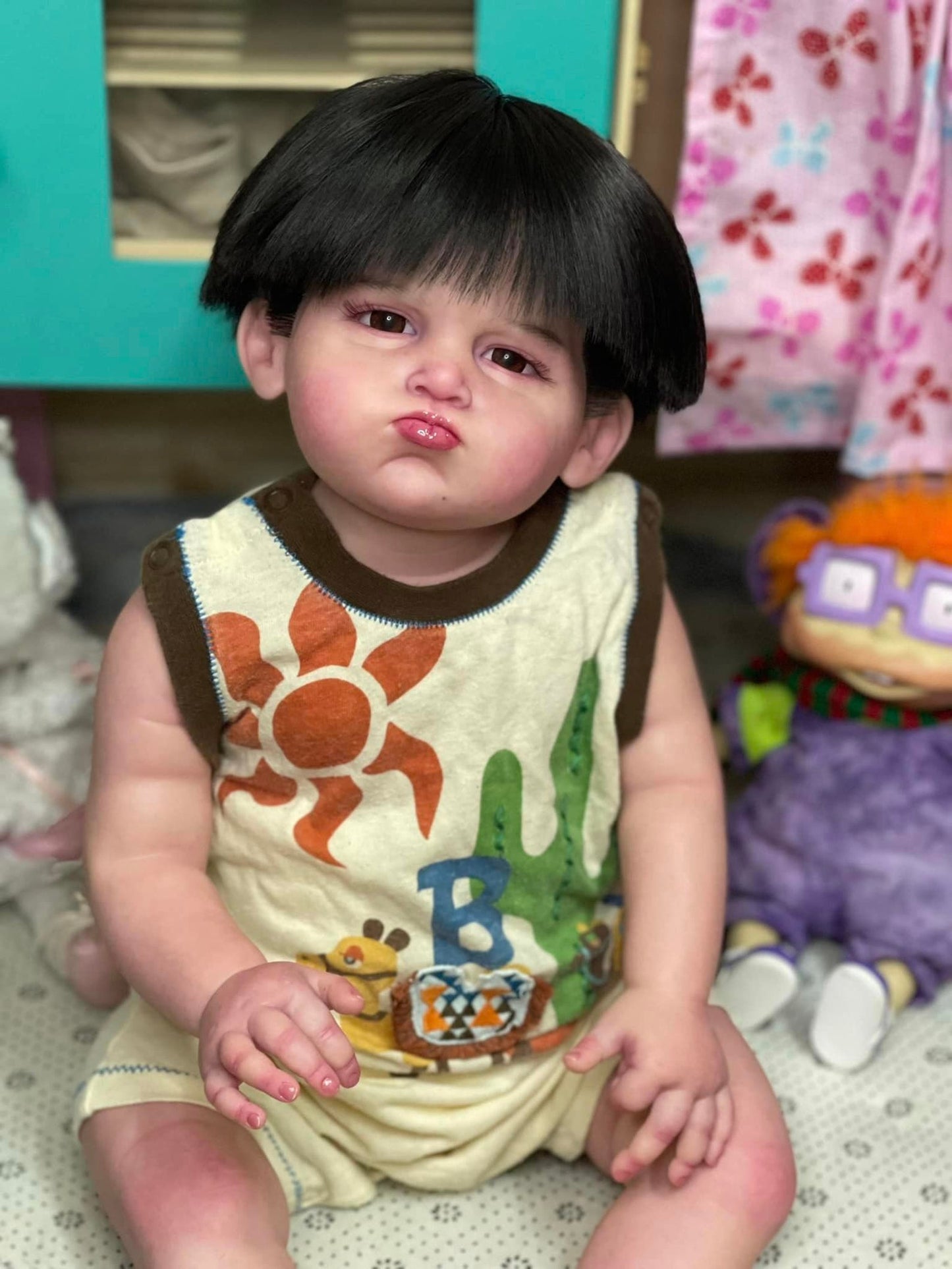 Reborn baby Asian chubby Fat plump , Realistic baby doll | Boy | Soft vinyl , scale 1/1 | Art painting , Action doll Custom doll