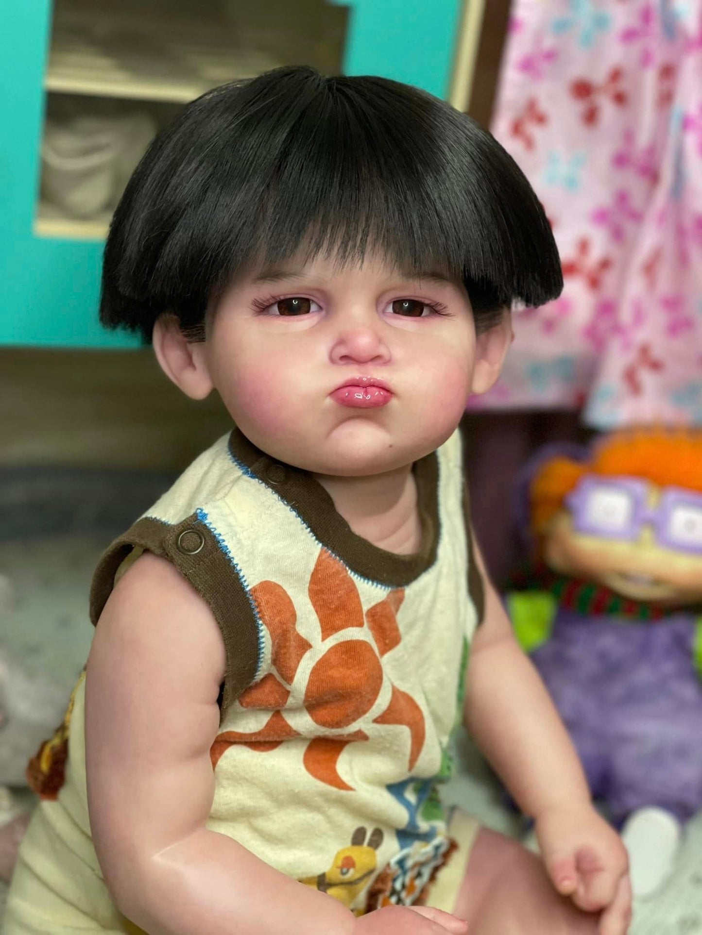 Reborn baby Asian chubby Fat plump , Realistic baby doll | Boy | Soft vinyl , scale 1/1 | Art painting , Action doll Custom doll