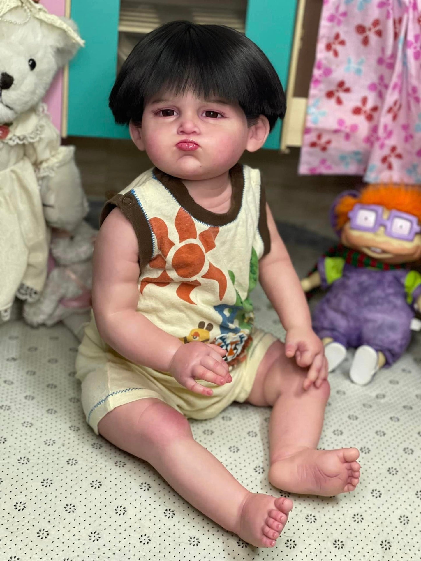 Reborn baby Asian chubby Fat plump , Realistic baby doll | Boy | Soft vinyl , scale 1/1 | Art painting , Action doll Custom doll
