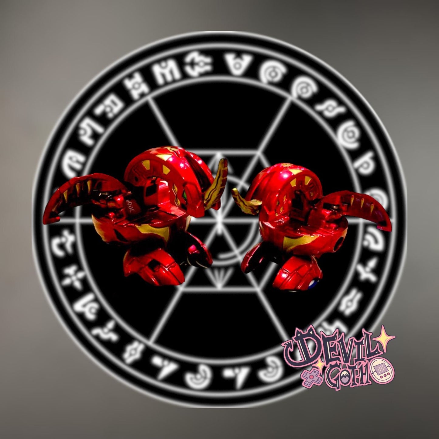 Bakugan Classic B1 / B2 Pyrus Red Dragonoid Set | Metallic Custom Printed