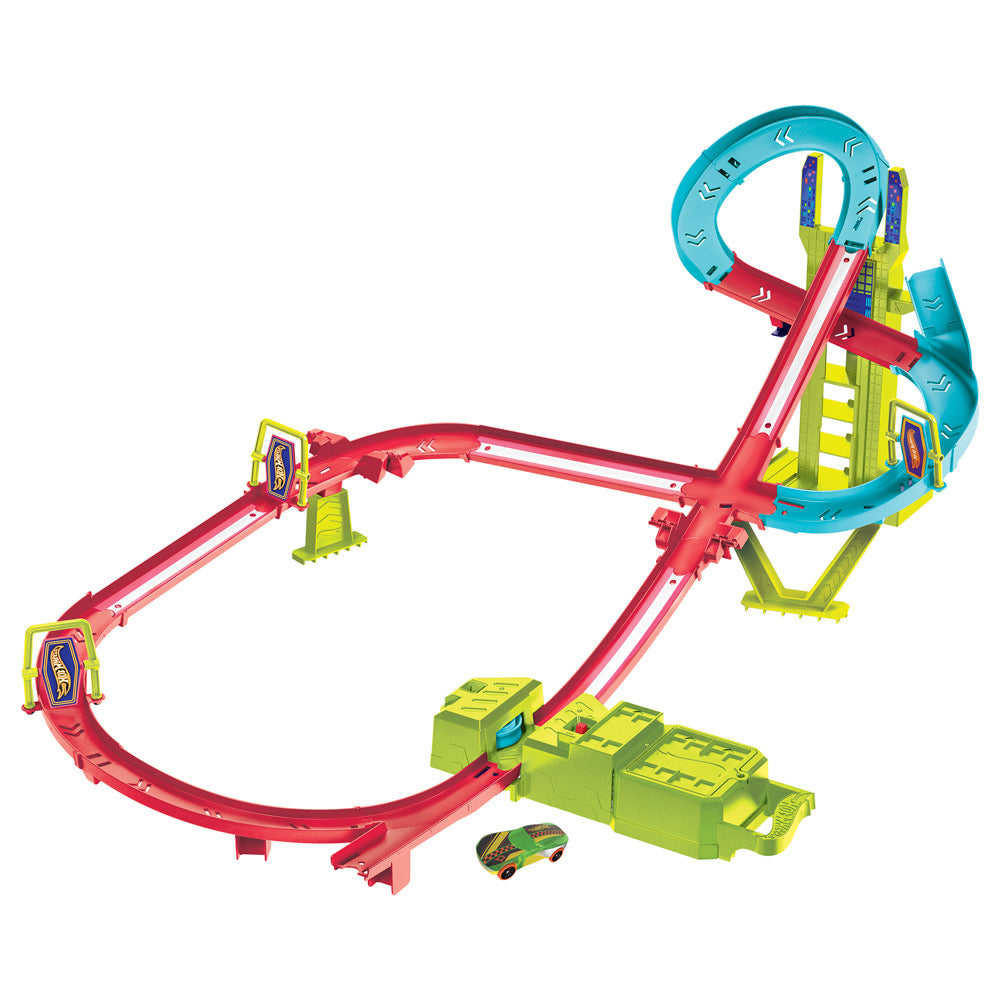 HOT WHEELS NEON SPEEDERS Skyscraper Speed Circuit Track Set