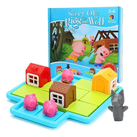 Smart Games Hide&Seek Board Games Three Little Piggies 48 Challenge with Solution Games IQ Training