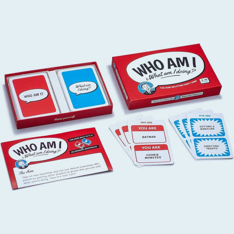 Who Am I & What Am I Doing? – Charades & Impressions Card Game for Adults, Couples & Family - for Travel, Board Game Nig