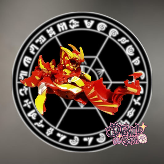 Bakugan Raytheus Red Pyrus Mechtanium Surge Mobile Assault with Lumino Dragonoid | Custom Painted