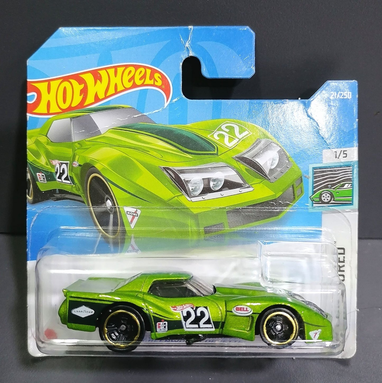 Hot Wheels Car Sport Green Wood Corvette Matel Toy Authentic,New,In box Scale 1:64