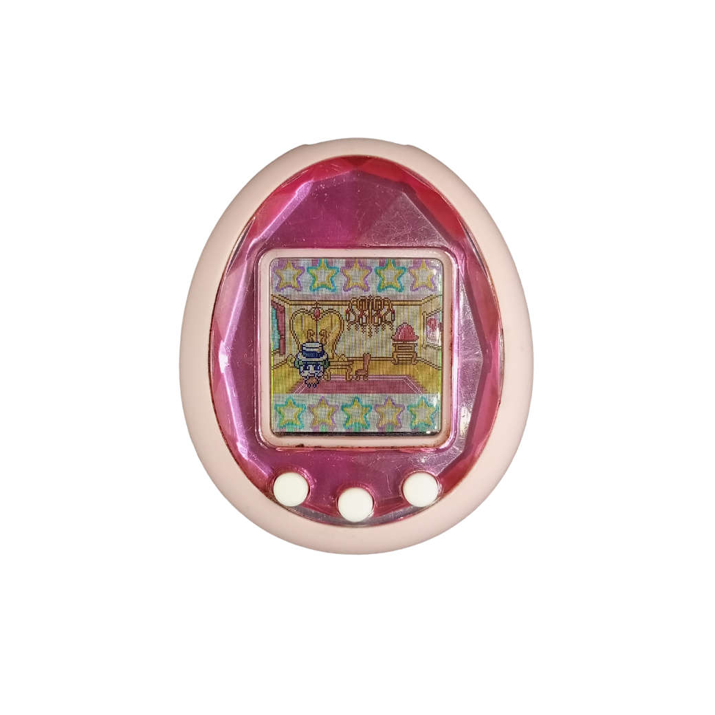 Tamagotchi I D , Pink  | Japan , Bandai | Used , Yellowish display , Sunburned shell| SKU VTVP01121